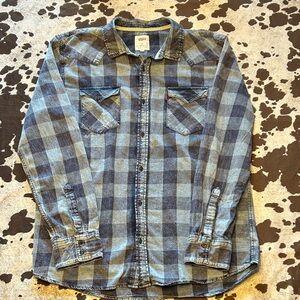 Levi's Blue and Gray Plaid Men's Shirt